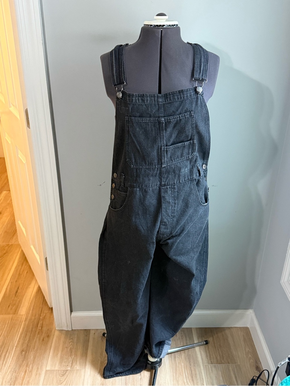 SHEIN Black Denim Overalls Jumpsuit